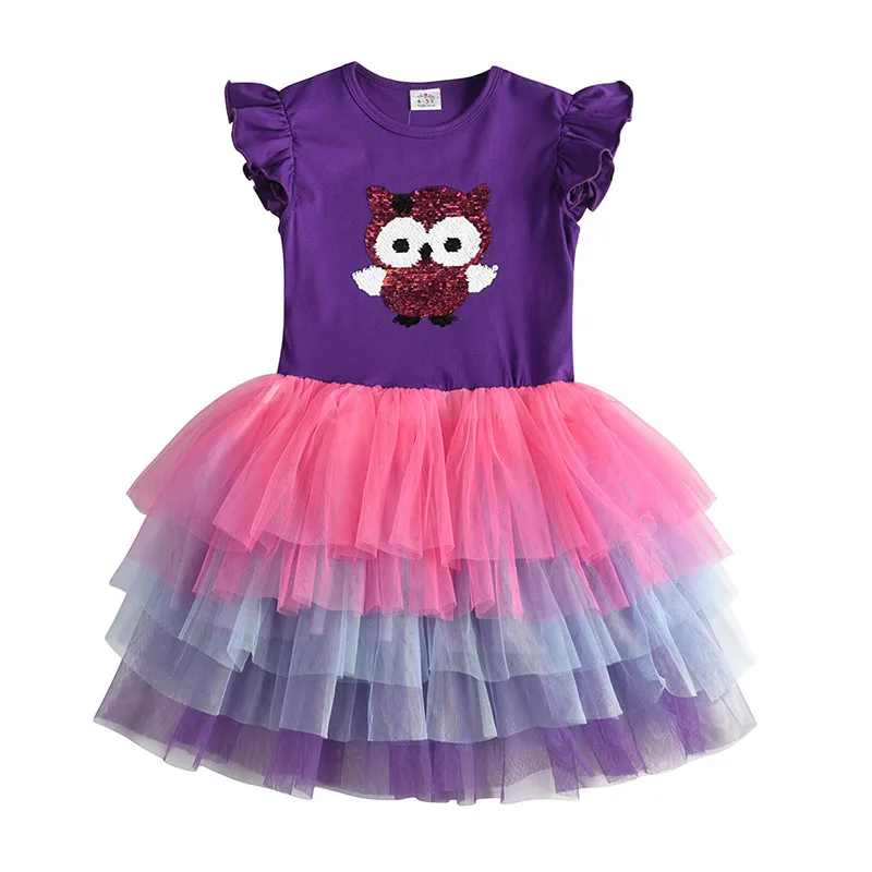 Dxton/Детское платье для девочек платье-пачка принцессы г., детское летнее платье с пайетками для девочек, одежда с единорогом для девочек от 2 до 8 лет - Цвет: RESH4592