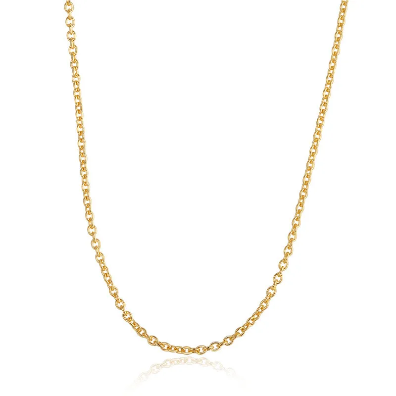 Golden Shine Chain Necklace 100% 925 Sterling Silver Jewelry Necklaces for Women Based Collier Female Choker Necklace Jewelry