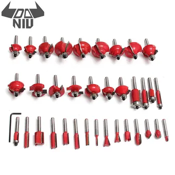 

DANIU 35pcs 8mm Woodworking Milling Cutters Shank Carbide Tip Router Bit Set Woodworking Trimmer Cutter Engraving Cutting Tools