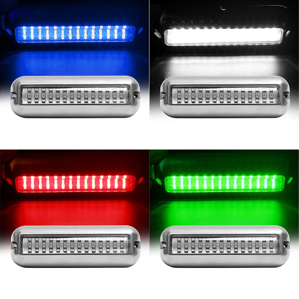 42 светодиодный подводный Понтонный светильник для транца 50 Вт из нержавеющей стали, водонепроницаемая лампа для лодки, белый/синий/зеленый/красный