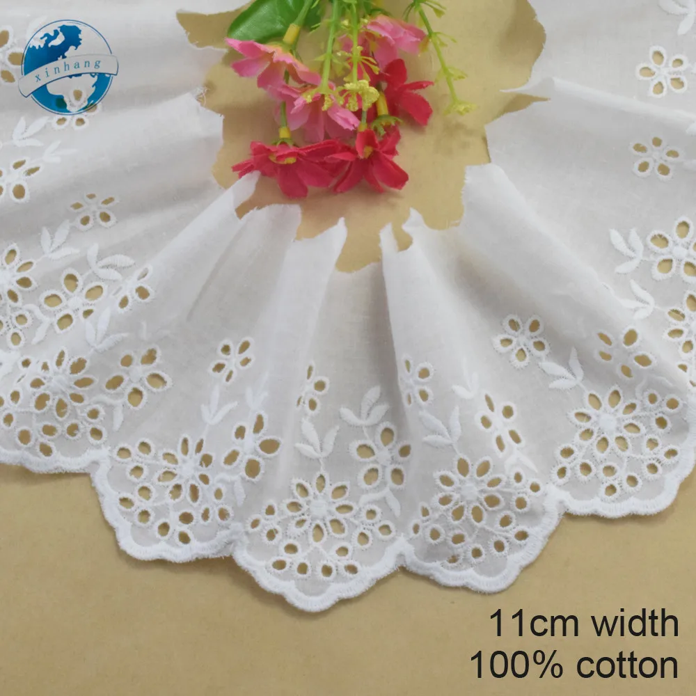 Lace Ribbon,Lace Sewing Accessories,Lace Sewing Supplies,Lace Accessories,Lace Garment Accessories,Clothing Craft Accessories 11cm Wide 100% Cotton Embroidery Lace Sewing Ribbon Guipure Trim Wedding DIY Garment Accessories French African Doll Lace#3979