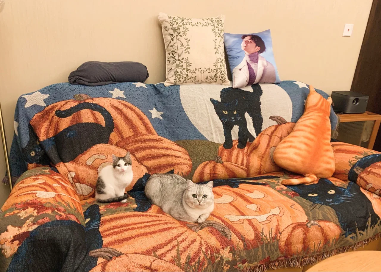 

Halloween Pumpkin Cat Series Universal Sofa Towel Blanket Tassel Fringe Throw Tapestry Couch Bedding Home Decor American Style