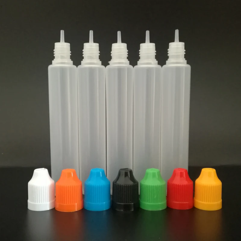 Tanie 5 sztuk 30ml/60ml LDPE plastikowe wyciskane piórkowy butelki z kroplomierzem