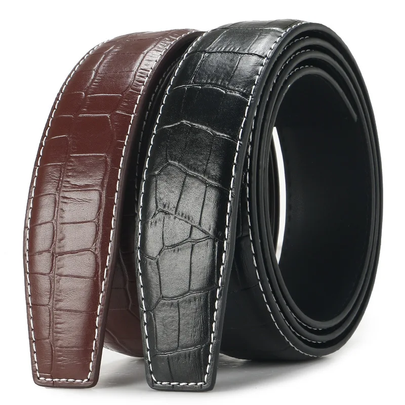 3.5cm Wide Designer Belts Men High Quality Cowhide Crocodile Pattern Leather Belt Without Buckle Black Brown | Аксессуары для