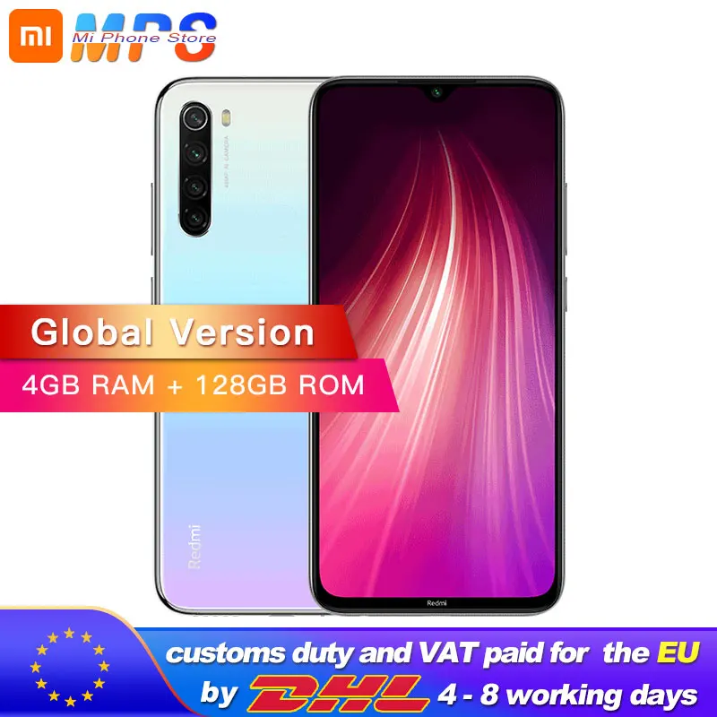  Global Version Xiaomi Redmi Note 8 128GB 4GB Snapdragon 665 Octa Core Smartphone 6.3” 48MP Quad Rea