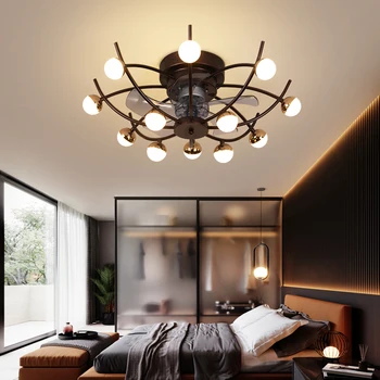 

Creative ceiling fan lamp dining room bedroom living room with bluetooth audio Remote Control fans lamp