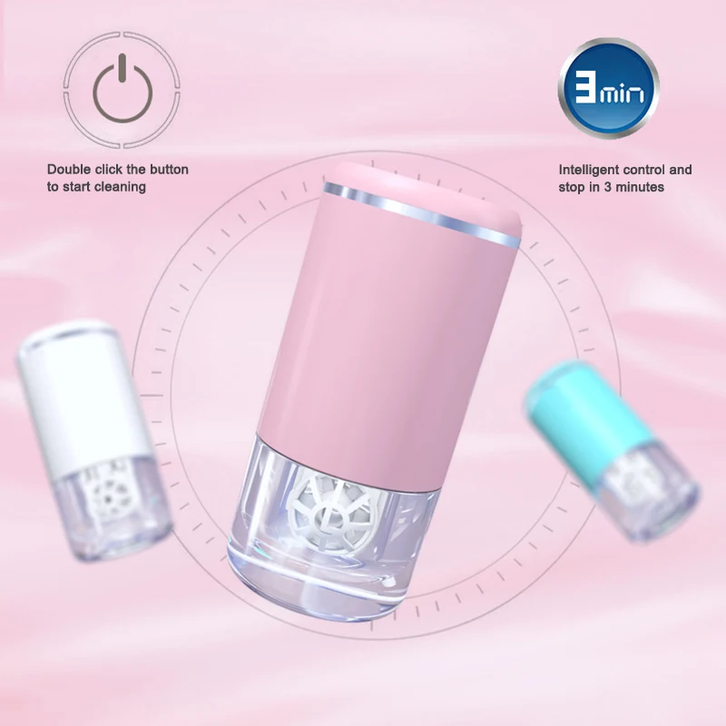 휴대용 콘택트 렌즈 클리너 자동 청소 기계 USB 충전 여성용 빠른 진동 세탁기 여행 야외 4.1×8.7cm