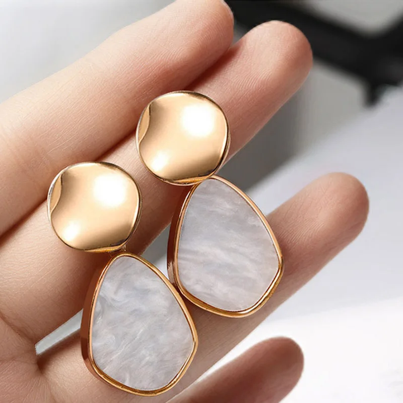 

New Gold Korean Acrylic Clip on Earrings for Women Lover Fashion Round Heart Earring Wedding Geometric Jewelry Wholesale