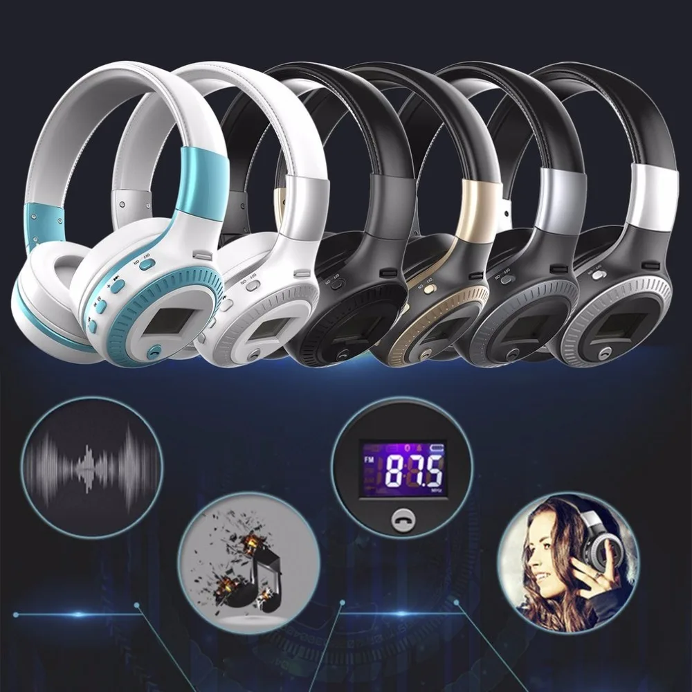 Bluetooth наушники ЖК-дисплей Беспроводные Стерео гарнитуры наушники с микрофоном Micro-SD слот для карт fm-радио для телефона