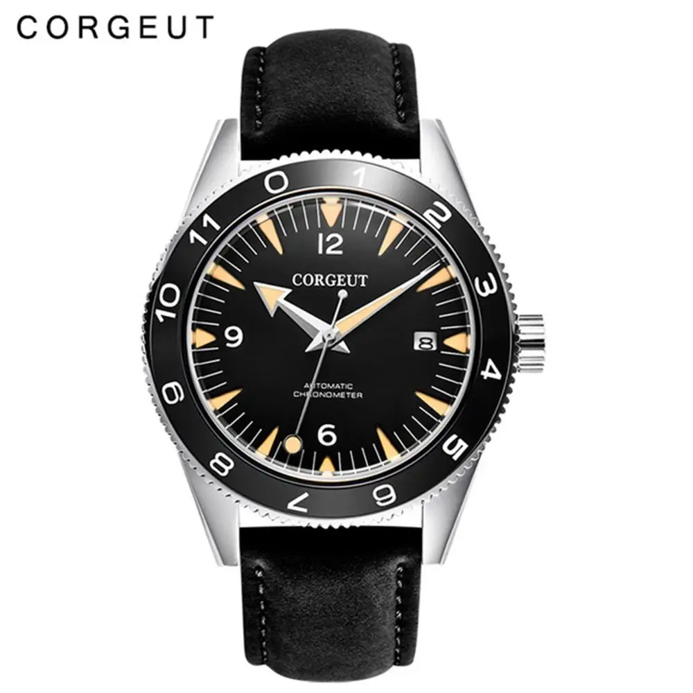 

Luxury brand Corgeut 41mm Miyota 8215 automatic men's mechanical watch waterproof luminous dial calendar sapphire glass leather
