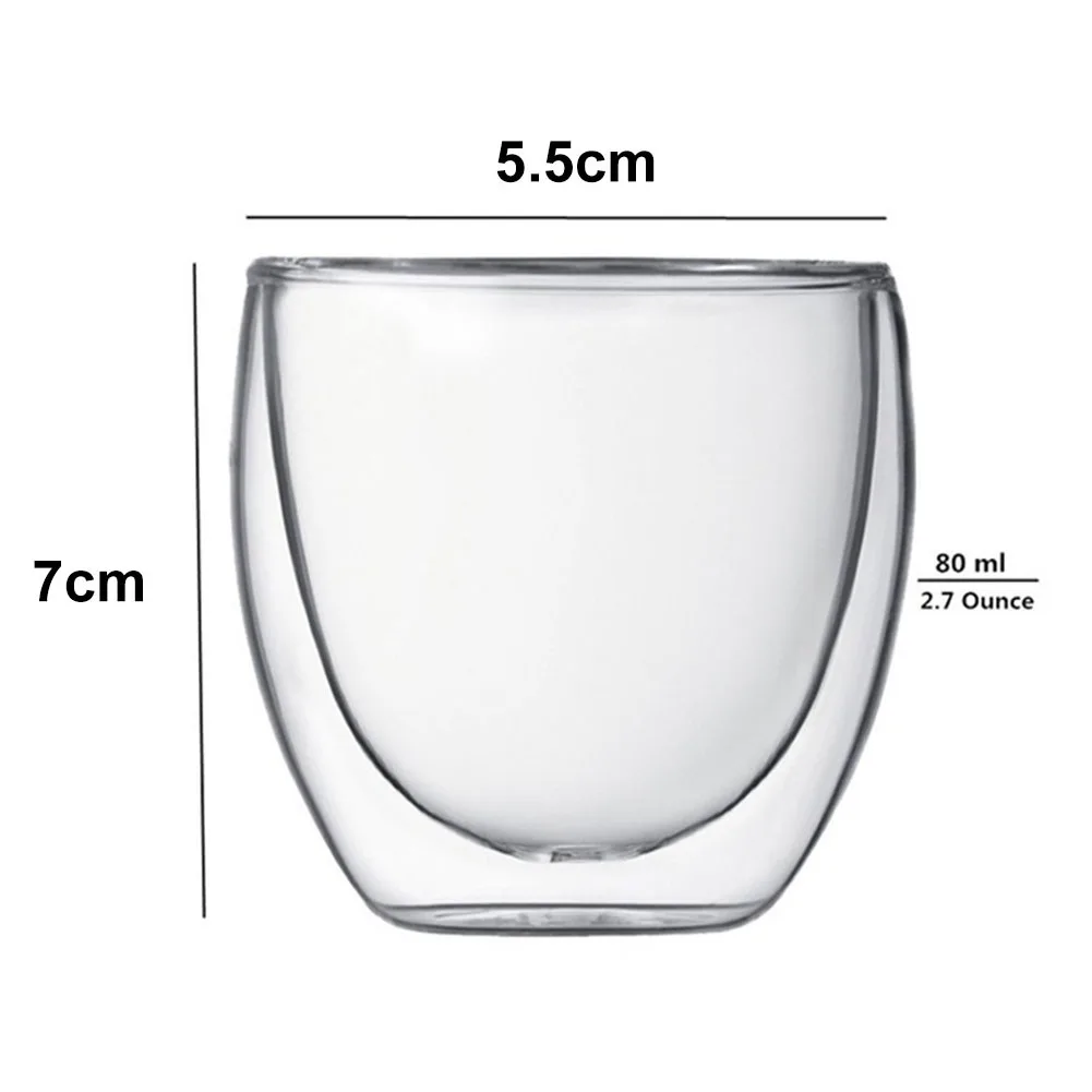 6 шт. 80 мл 2,7 унций стекло с двойными стенками Термоизолированный стакан для эспрессо, чая чашка