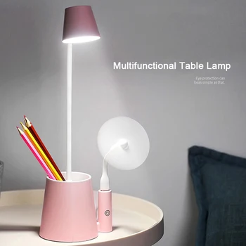 

360 Degree Adjustable Desk Lamp Eyecare USB Charging ABS Multifunctional Bedroom LED Light Holder Home Office Touch Pen Storage