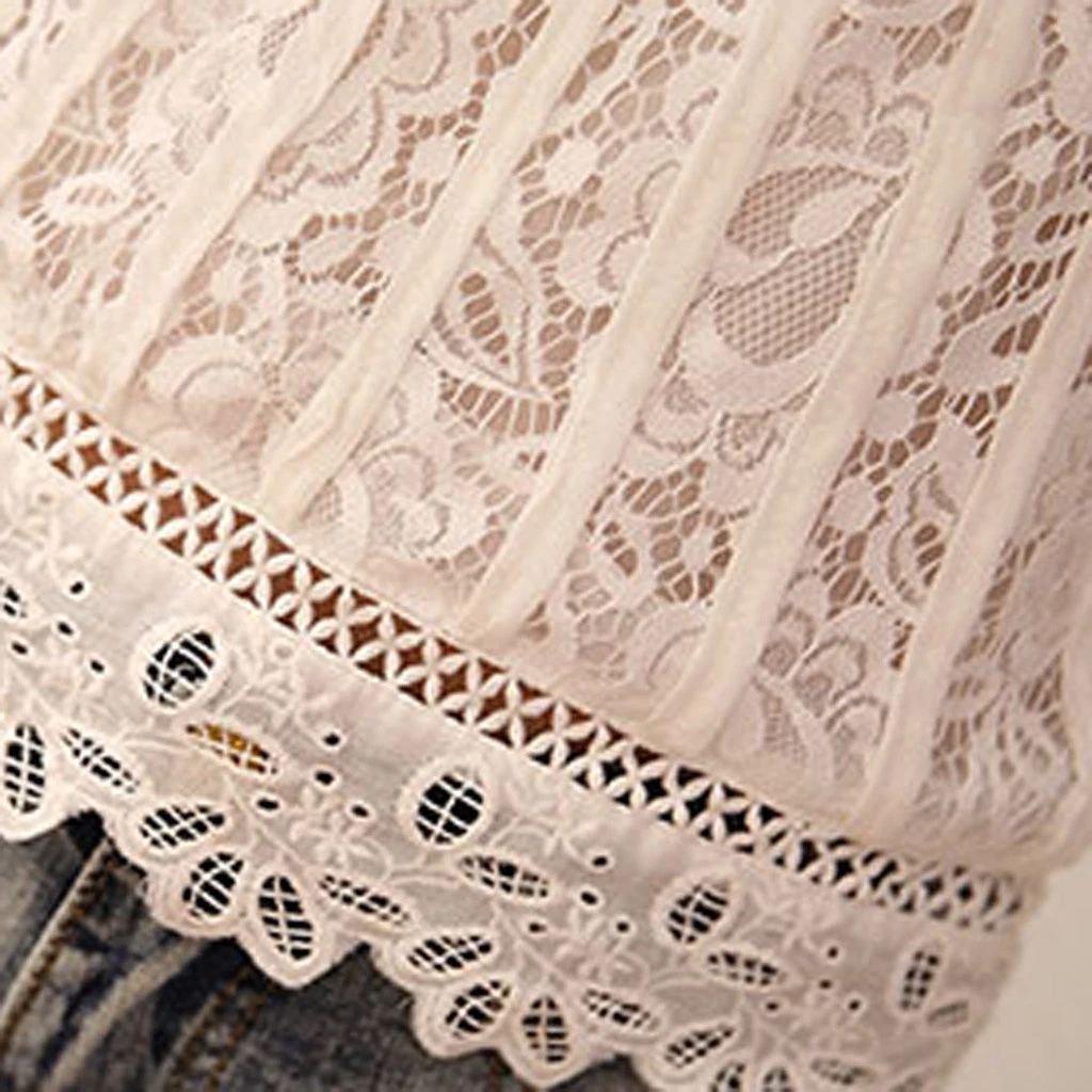 CHAMSGEND Lace Sexy Blouses Women Fashion Crochet Flower Blouses Elegant Loose Long Sleeve Tops Female Ladies 1030