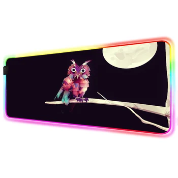 

Owl RGB Mouse Pad Cute Black Gamer Accessories Large LED MousePad Gaming Desk Mat PC Desk Play Mat with Backlit pad mouse