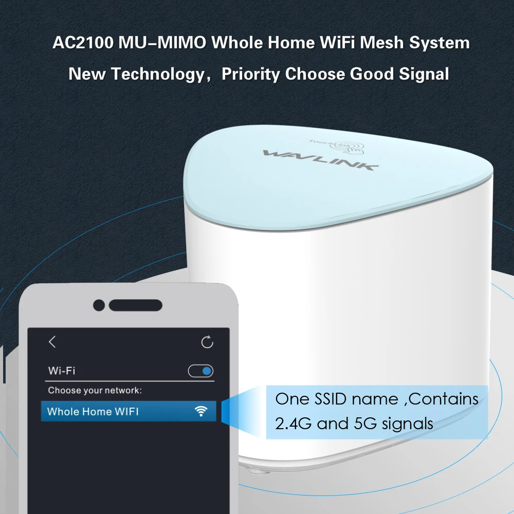 Wavlink AC2100 беспроводной Wifi роутер весь дом WiFi сеточная система MU-MIMO гигабитный wifi повторитель двухдиапазонный 2,4G& 5Ghz с Touchlink