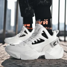 Ins/Новинка года; Мужская обувь; кроссовки на толстой подошве, визуально увеличивающие рост; Корейская обувь с высоким берцем; Всесезонная обувь; dad sh