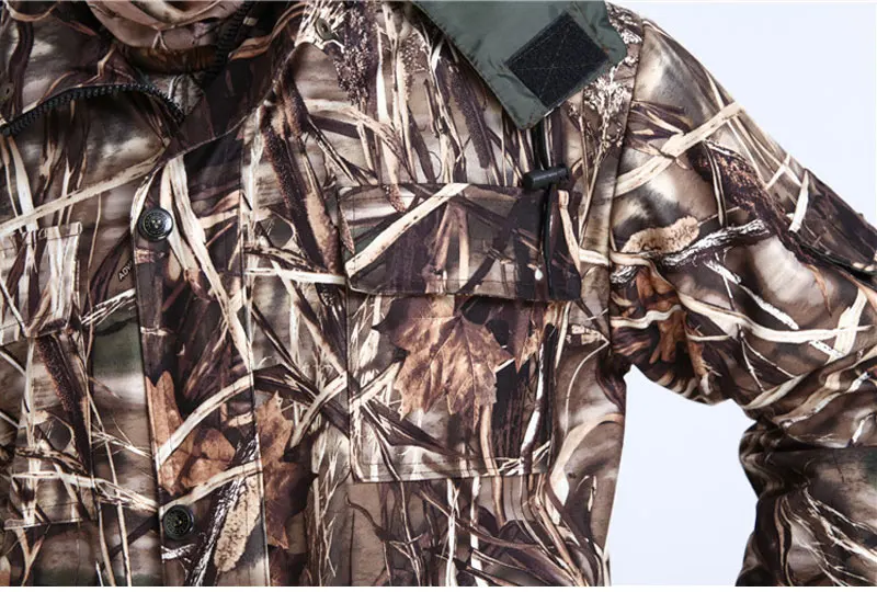 Мужские Bionic Камуфляж ghillie Костюмы Reed камуфляж одежда Охота Военная куртка брюки
