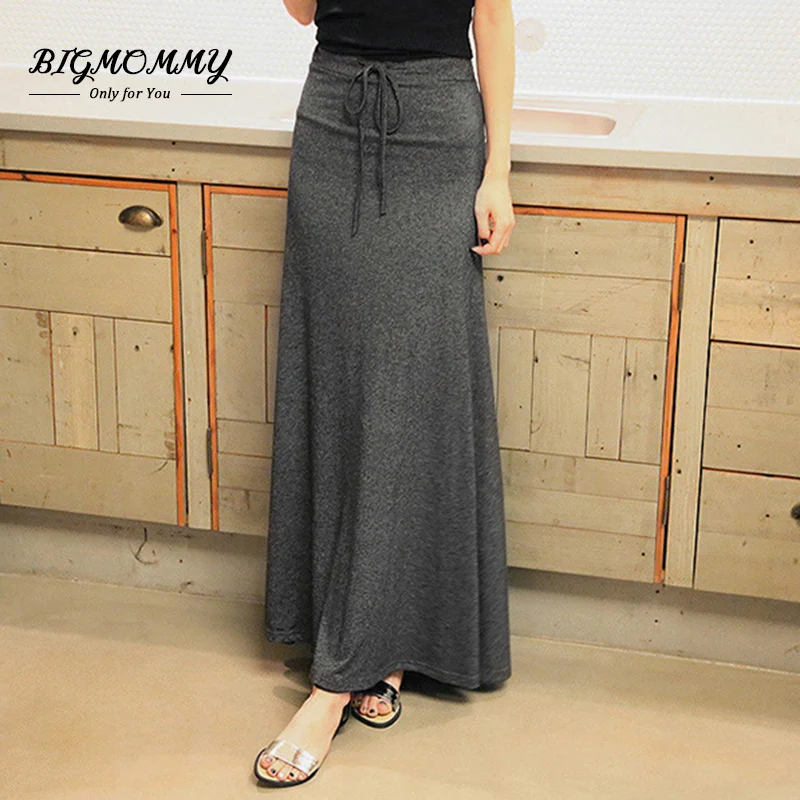 Summer Long Skirts for Women Big Size Black Gray High Waist Split Lace Up Ladies Elegant Bodycon Maxi Skirt Plus Size 5xl 6xl