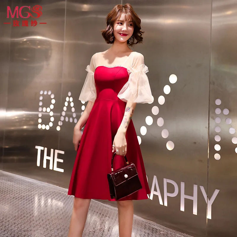 

Prom Dresses Long Vestido De Noiva Vestido De Gala Bridal Toast 2020 New Autumn Fashion Princess Short For Women