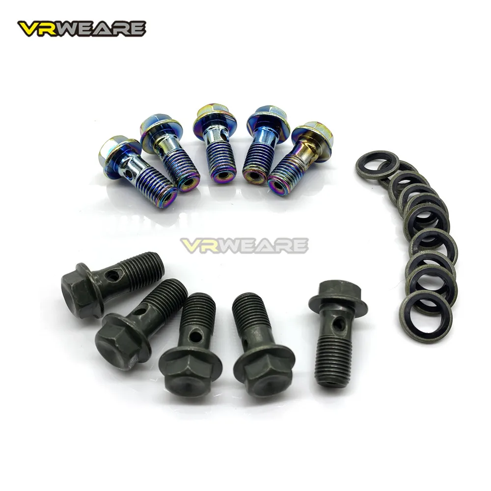 Inoxidável da motocicleta pinça de freio banjo parafuso dreno óleo parafuso m10x1.25mm m10x1mm para mangueira de freio pinça cilindro mestre-2