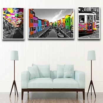 

Colourful House Canvas Painting Wall Art Poster And Prints Wall Pictures For Living Room Decor Picture On The Wall