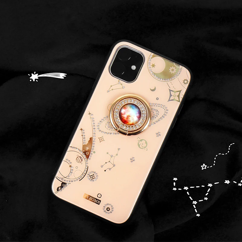 Abmos Стразы Чехол для мобильного телефона для iPhone 6 6s 7 8 Plus для iPhone 11 Pro Max X XS Max Модный кронштейн с кольцом и пряжкой