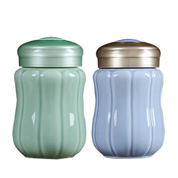 

Hydro Flask Jingdezhen Ceramic Water Bottle with Lid Set Handmade Drinkware Container Travel Straight Cup Water Cups 380ml Gift