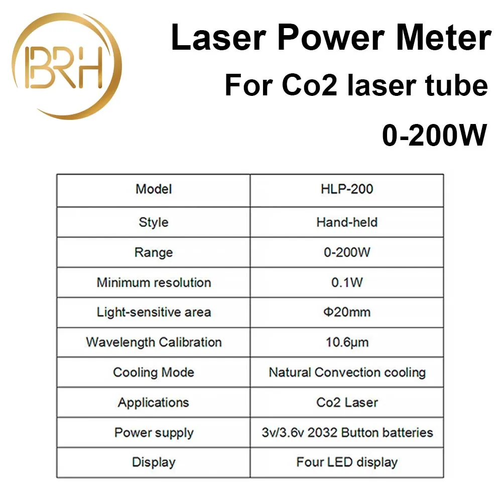 BRH лазерный 0-200 Вт ручной СО2 измеритель мощности лазера HLP-200 для Co2 лазерной трубки измерения мощности