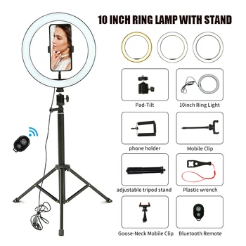 

10 Inch LED Ring Light With Stand Youtube Live Video Photography Lighting USB Ring Lamp With Tripod Selfie LED Fill Light