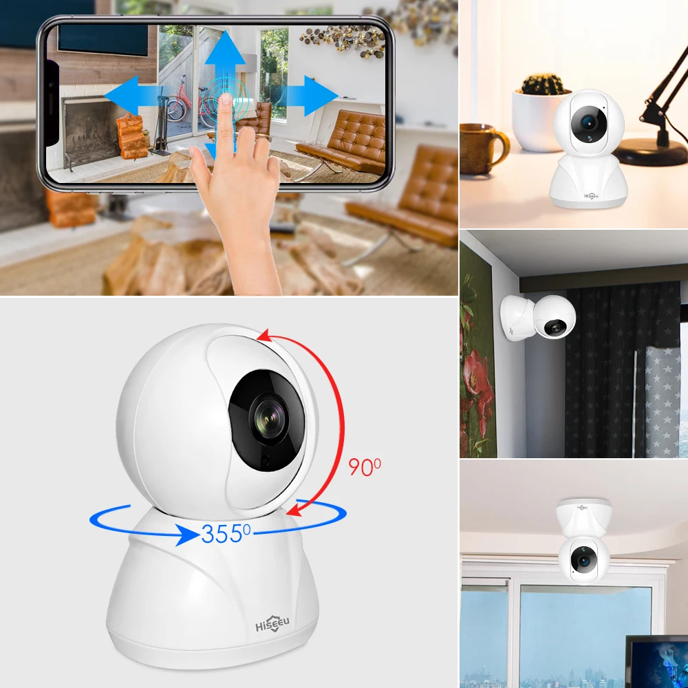 Умная камера Hiseeu FH3C 1080P Wi Fi угол обзора 360 градусов ночное видение радионяня