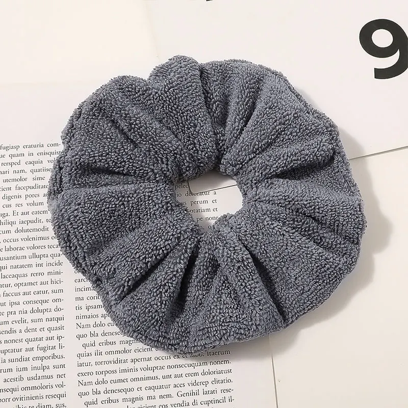 Sweet Absorbent Plush Towel Hair Ring Solid Color Winter Warm Soft Hair Ties Women Girls Scrunchies Rubber Band Hair Accessories head scarves for women Hair Accessories