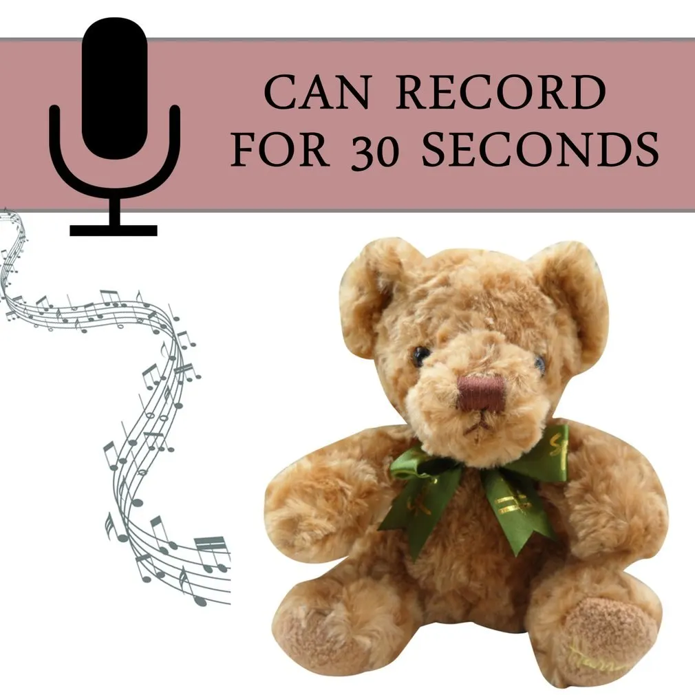 Cute Lovely Bowtie Bear Design Record Repeat Stuffed Plush Toys Recording Talking Toys Best Birthday Gifts for Children Kids