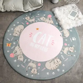 

Girly Floor Play Mat 60-2000cm BeddingOutlet Cartoon Rainbow Unicorn Printde Bedroom Carpets Living Room Round Area Rug
