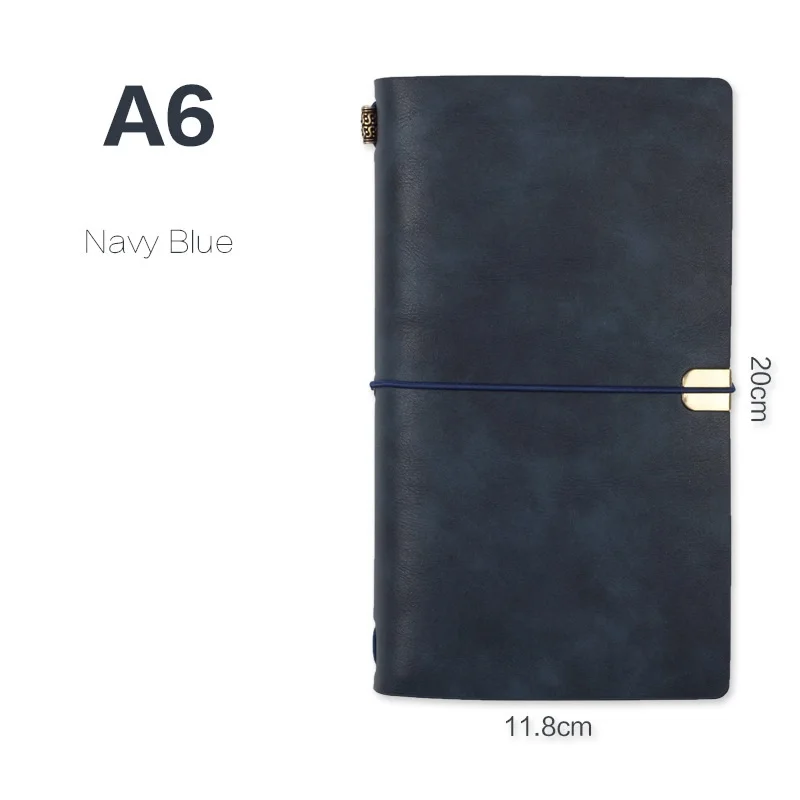 Navy Blue - PU Ретро Бизнес спираль Padfolio Journal дорожная записная книжка из искусственной кожи наклейки для дневника DIY карманный размер - Цвет: Navy Blue - PU