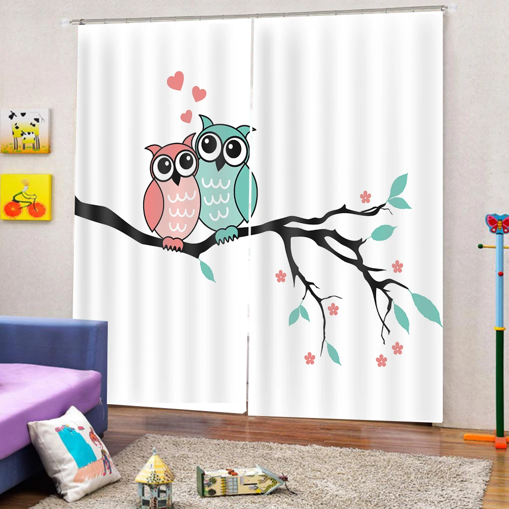Details about   3D Art Owl Kid8 Blockout Photo Curtain Printing Curtains Drapes Fabric Window US 