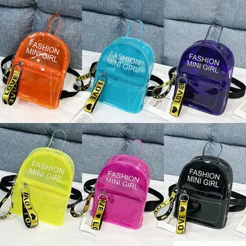 

Fashion Clear Transparent Backpack School Book Bag Travel Hot Ladies Girls Candy Color PVC Mini Backpacks