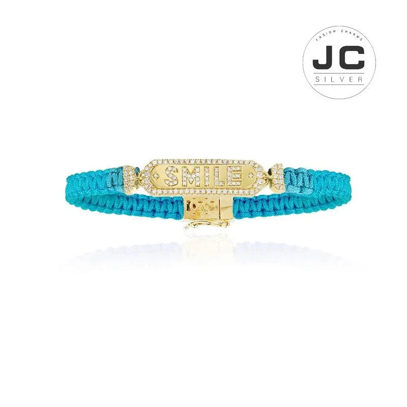 Новые модные подвески серебро 925 оригинальная гравировка, Лагуна «смайлик» макраме браслет для женщин с монологотипом Гламурные циркониевые ювелирные изделия