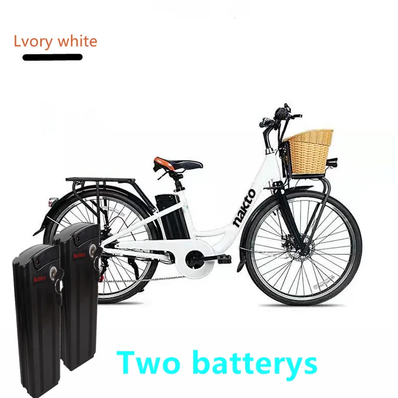 white two battery 250 Вт 25 км/ч городской электрический велосипед 26 дюймов корпус из алюминиевого сплава SHIMANO шестискоростной женский велосипед ретро - Цвет: white two battery