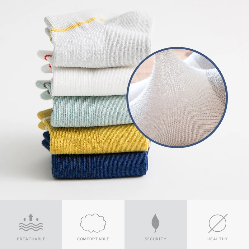 5 Pairs Kids Socks Boys Soft Sports Autumn Summer School Children Striped Fashion Breathable for Elastic Sock Socks Sock Spring