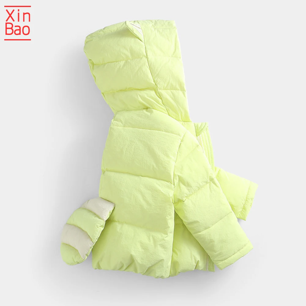 XINBAO/ Детская куртка для мальчиков и девочек; модное зимнее пальто для малышей; осеннее пуховое хлопковое пальто; детский зимний комбинезон; парка с капюшоном для малышей - Цвет: yellow