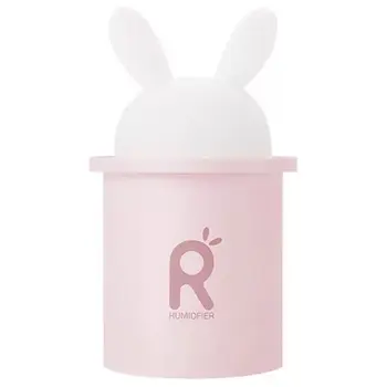 

Ultrasonic Air Humidifier For Baby Pregnant Cartoon Rabbit 250Ml Usb Essential Oil Diffuser Led Light Lamp Car Air Purifier(Pink