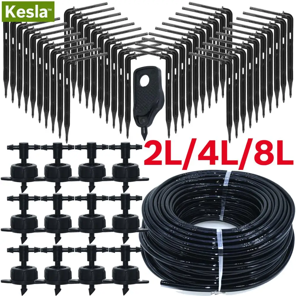 Karla-sistema de riego por goteo para Bonsai Garden, kit de riego por goteo para invernadero, de 4 vías, 3/5mm, transmisor de 2 vías, 10/20 unidades