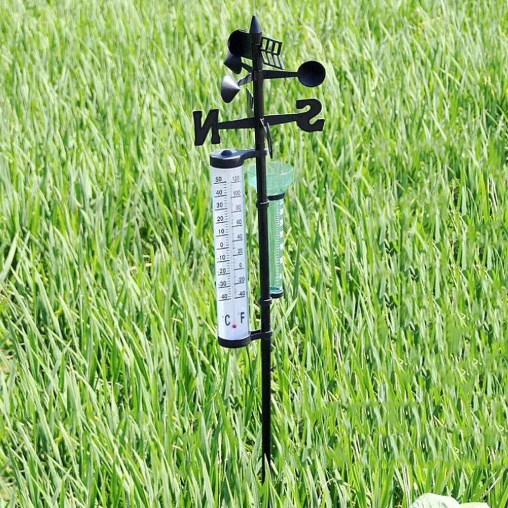 

Garden Outdoor Weather Station Meteorological Measurer Vanes Tool Wind Rain Gauge Thermometer DQ-Drop
