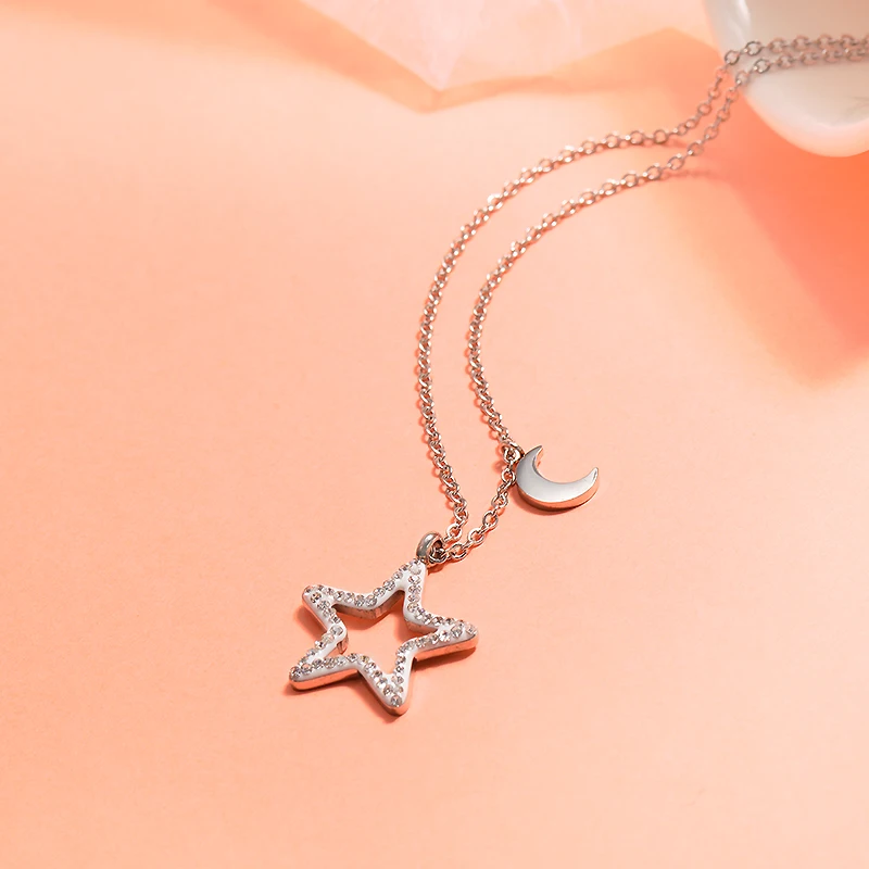 Ожерелье Baoyan Lucky Star, полые стразы, ожерелье с подвеской в виде звезды, розовое золото/серебро/позолота, ожерелье из нержавеющей стали для женщин