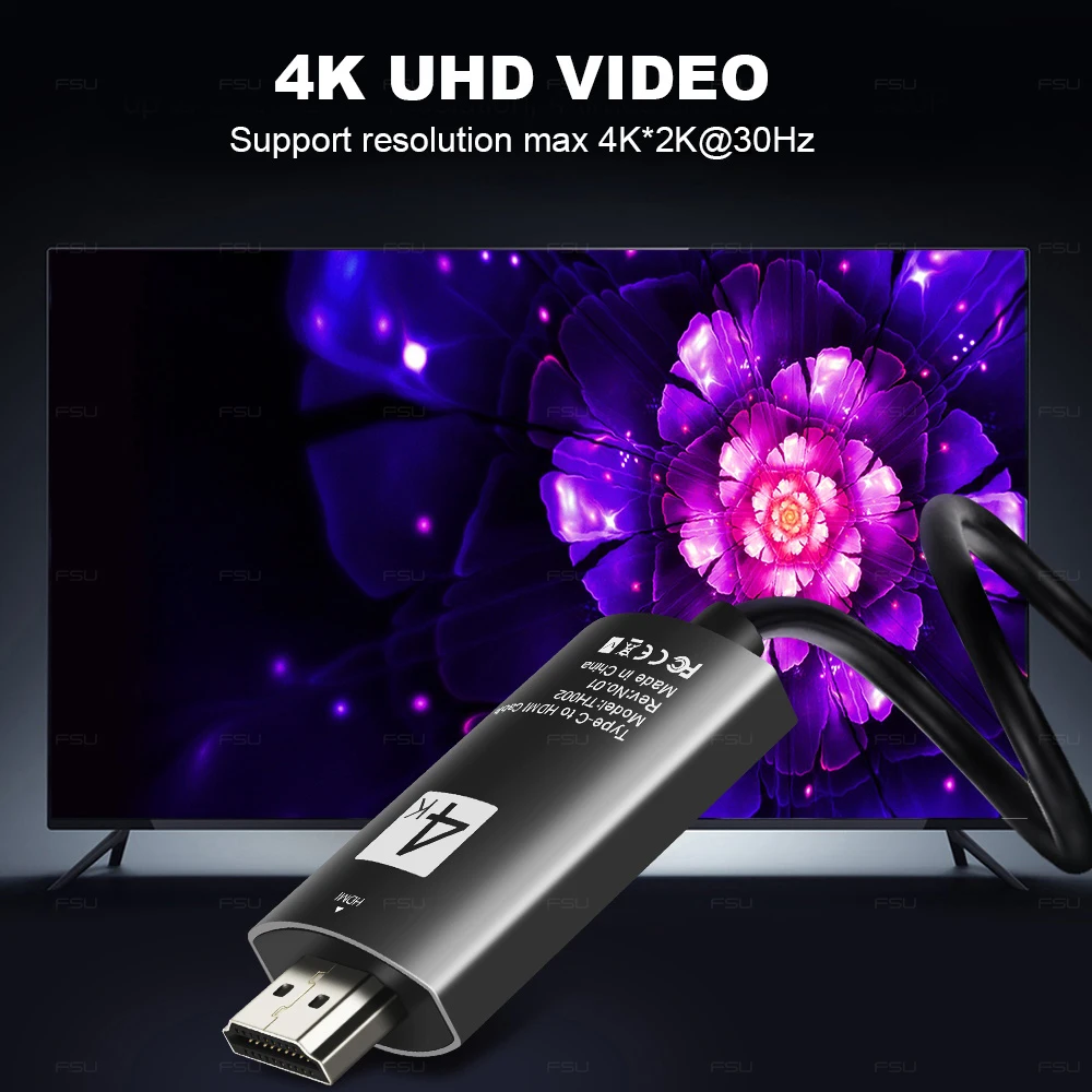 USB C HDMI кабель 4K типа на Thunderbolt3 конвертер для MacBook pro Huawei Mate 40 P30 iphone Lightning to hdmi