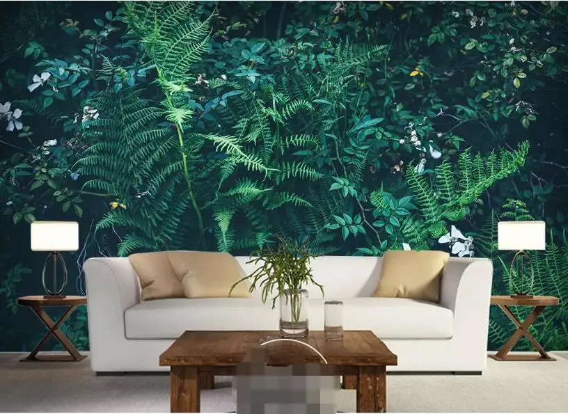 Custom 3D wallpaper green plant leaves living room dining room cafe background wallpaper living room background wall fried green tomatoes at the whistle stop cafe