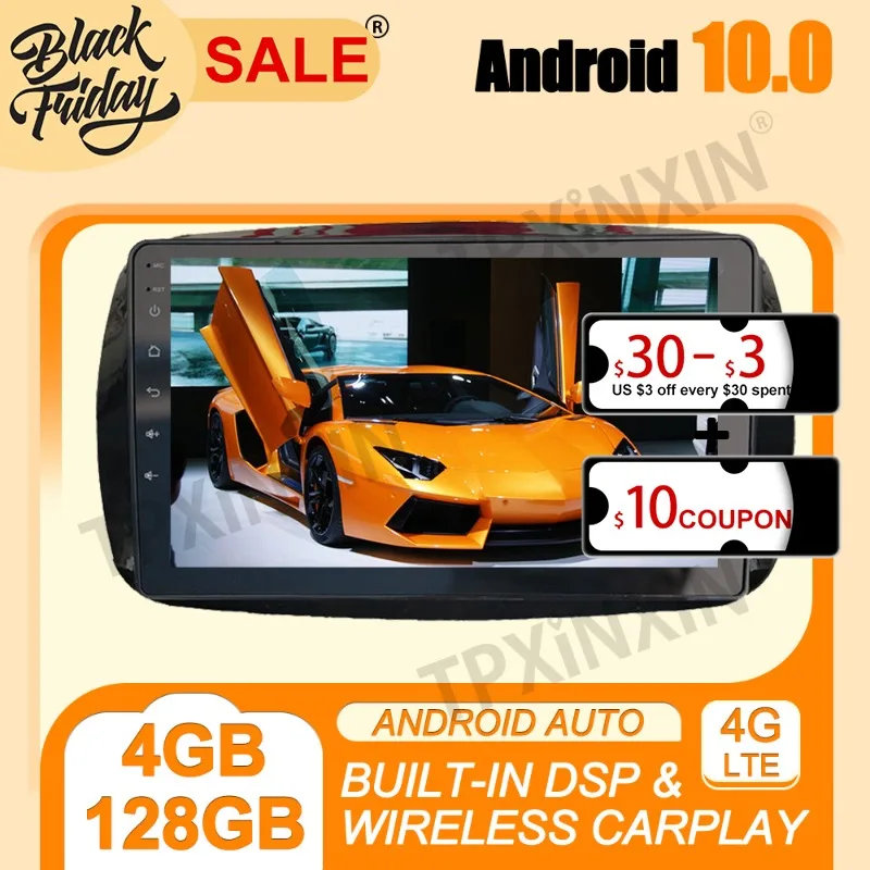 

Android 10.0 128GB For Mercedes Benz Smart 2016 2017 2018 Car GPS Navigation Carplay Multimedia Player Auto Radio Stereo Video