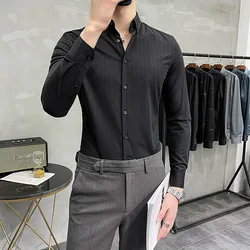 Primavera high end camisa branca masculina de mangas compridas estilo coreano auto cultivo tendência bonito bordado polegadas camisas high end cas