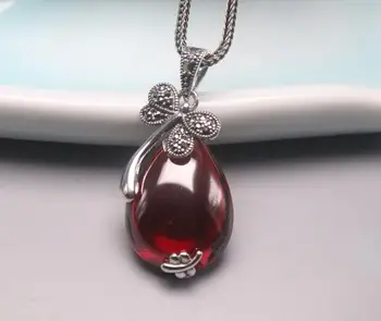

New Pure 925 Sterling Silver Pendant Buttergly And 36x18mm Garnet Pendant