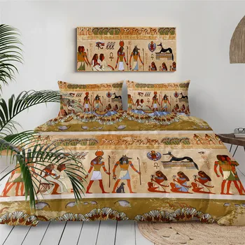 

BeddingOutlet Egyptian Bedding Set Ancient Egypt Civilization Duvet Cover Characters Home Textiles African Bedclothes 3-Piece